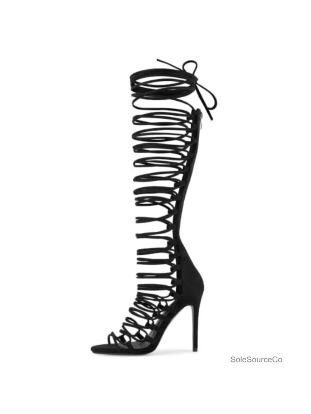 Lace Up Strappy Stiletto Heels Gladiator Knee High Zippered Shoes